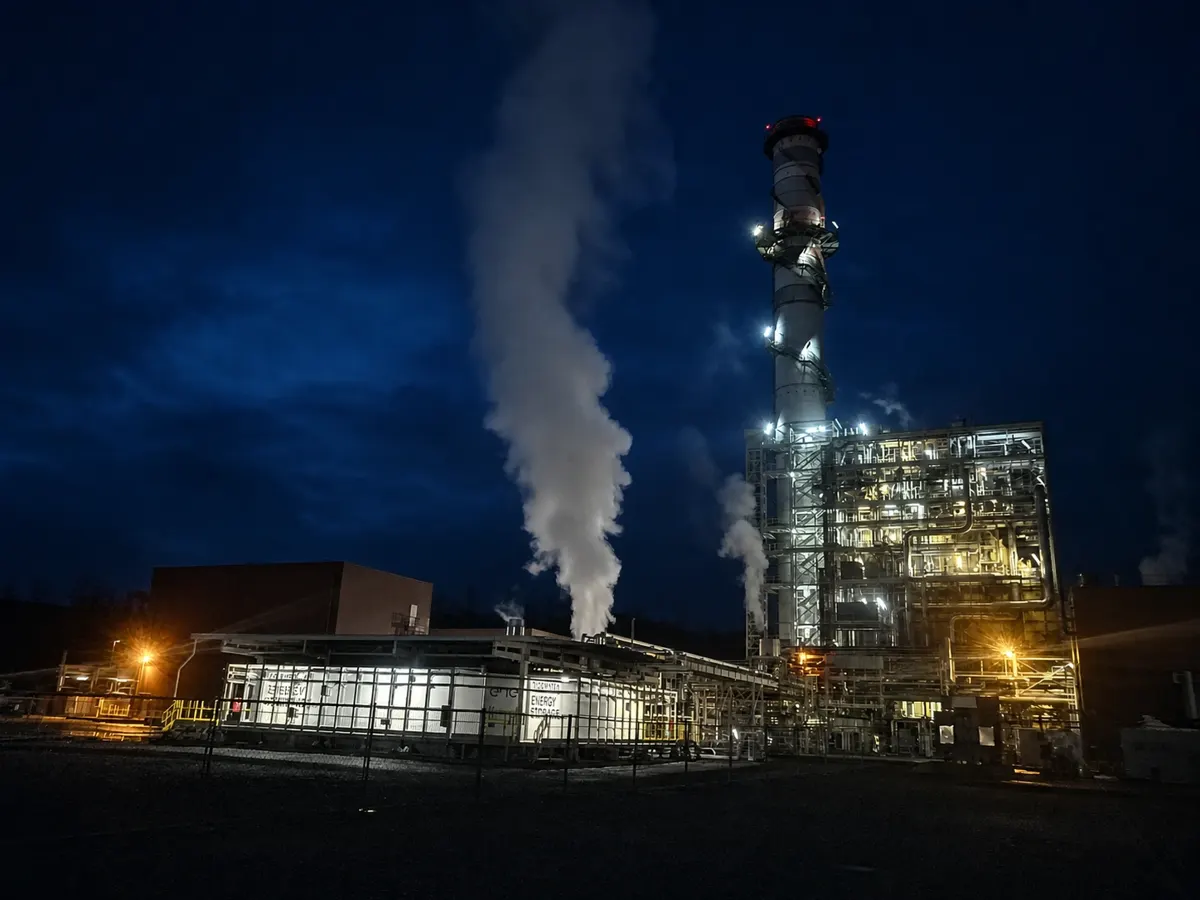 Enel industrial energy facility at night