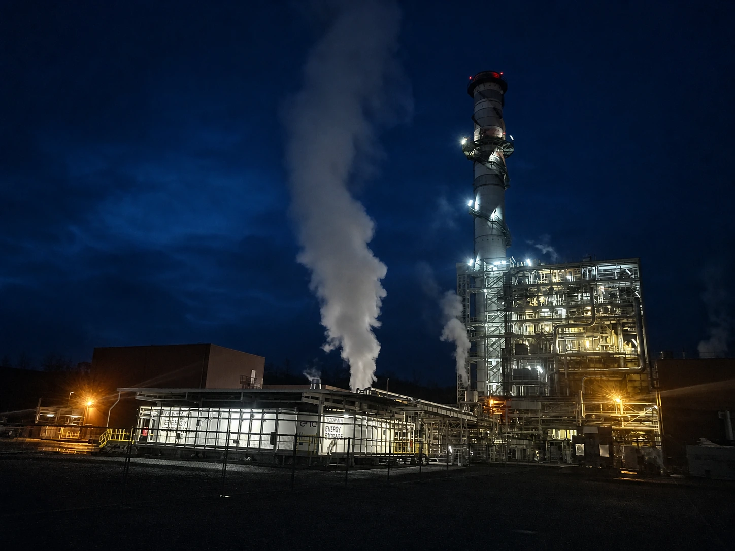Enel industrial energy facility at night